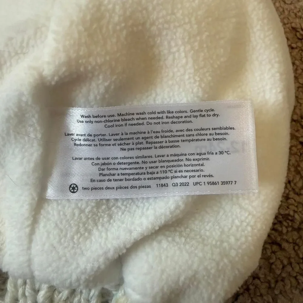 Carter’s Baby Knit Pom Pom Beanie Hat 12–24 Months Cream Fleece Lined Winter